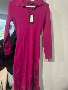 Angel Magenta Knit Top with Pearl Detail
